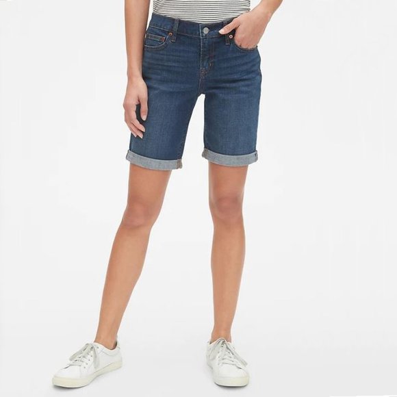 GAP 9” Bermuda Denim Jean Shorts Dark Indigo 28 - Picture 1 of 9